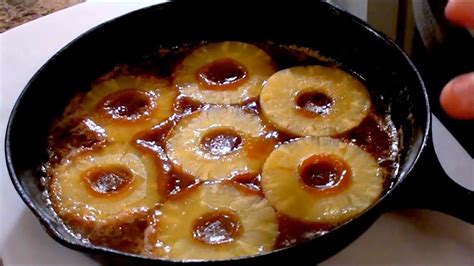 How to Make Pineapple Upside Down Cake in a Cast Iron Pan - YouTube Skillet Pineapple Upside ...