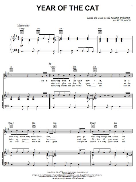 Al Stewart "Year Of The Cat" Sheet Music Notes | Download Printable PDF Score 32219