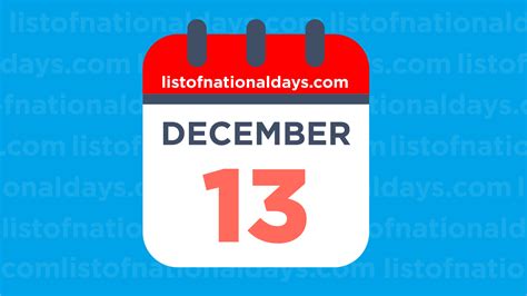 DECEMBER 13TH: National Holidays,Observances & Famous Birthdays