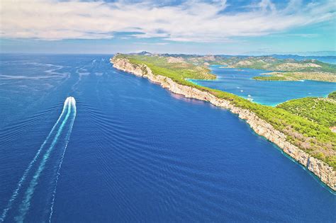 Telascica nature park cliffs and Dugi Otok island aerial view ...