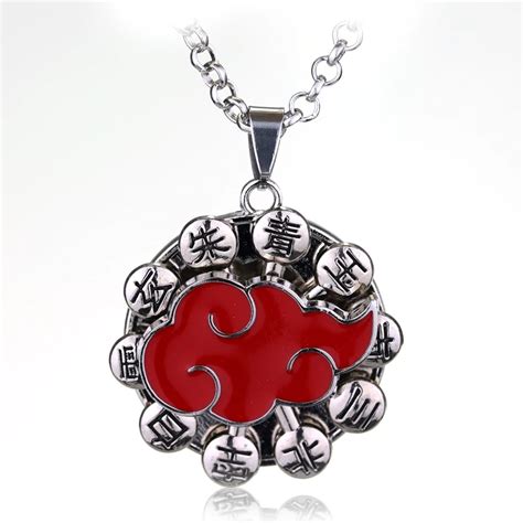 Fashion Anime Naruto Akatsuki Necklace Red Cloud Rotatable Alloy Pendant Jewelry gift-in Pendant ...