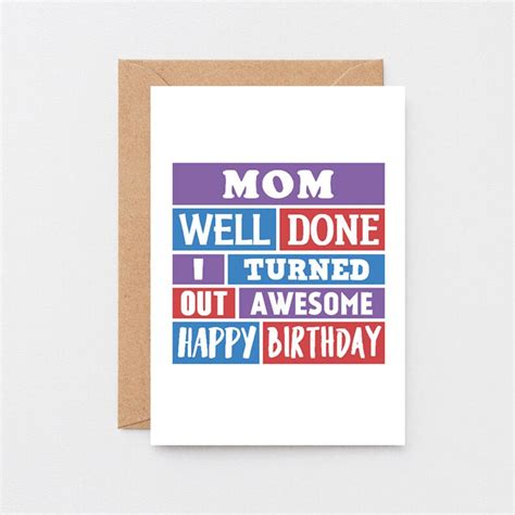 Funny Mom Birthday Card From Daughter Funny Birthday Card | Etsy