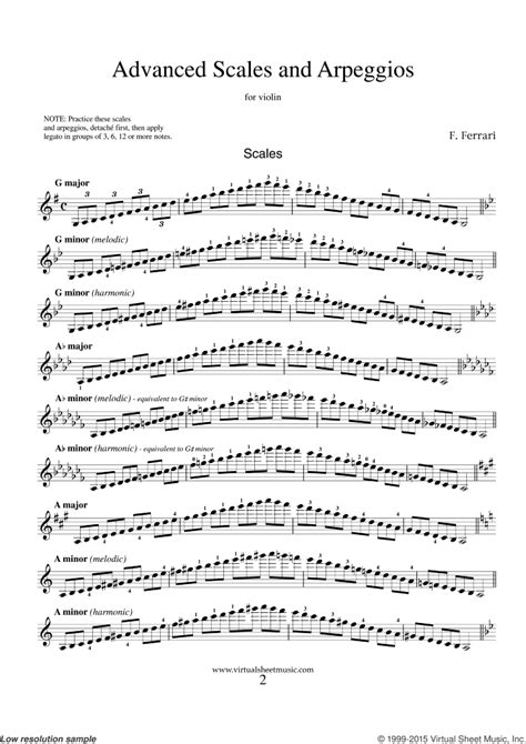 Ferrari - Advanced Scales and Arpeggios sheet music for violin solo Free Violin Sheet Music ...