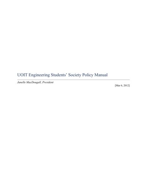 UOIT Engineering Students' Society Policy Manual