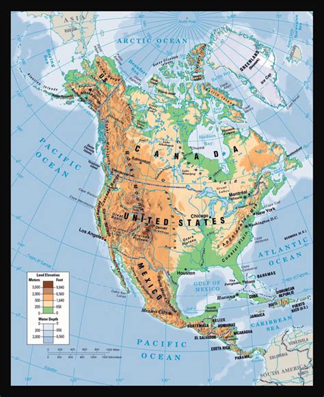 Physical map of North America. North America physical map | Vidiani.com ...