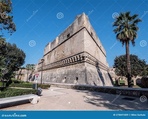 Castello Svevo Di Bari Castle in Bari, Italy with Palm Trees and Moat Stock Image - Image of ...