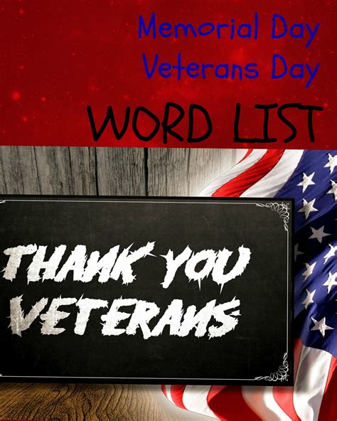 Memorial Day Word List