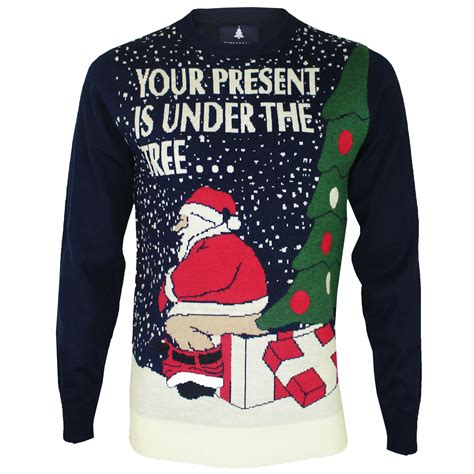 Mens Threadbare Christmas Jumper Xmas Novelty Funny Sweater Santa Elf ...