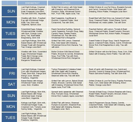 Menu Plan from Hospital Meals 2007 | Kid friendly meals, Healthy menu, Breakfast lunch dinner