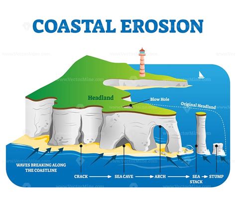 Coastal erosion vector illustration – VectorMine