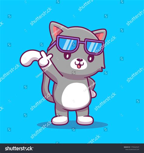 Cute Cat Wearing Glasses Cartoon Vector Stock Vector (Royalty Free ...