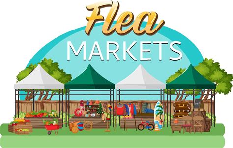 Flea market concept with street shops 6772907 Vector Art at Vecteezy