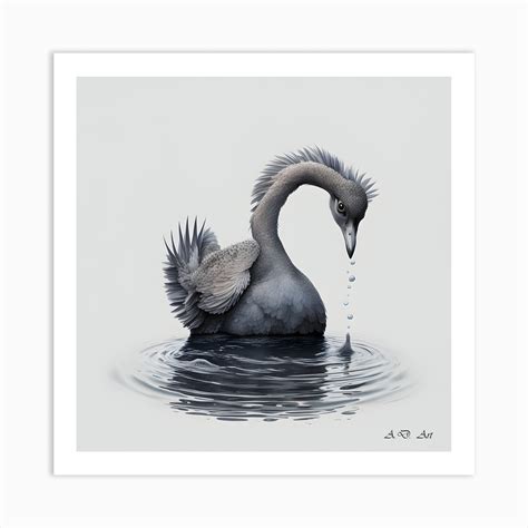 Ugly Little Swan Water Color Drawing In Black And Grey Scales Art Print ...