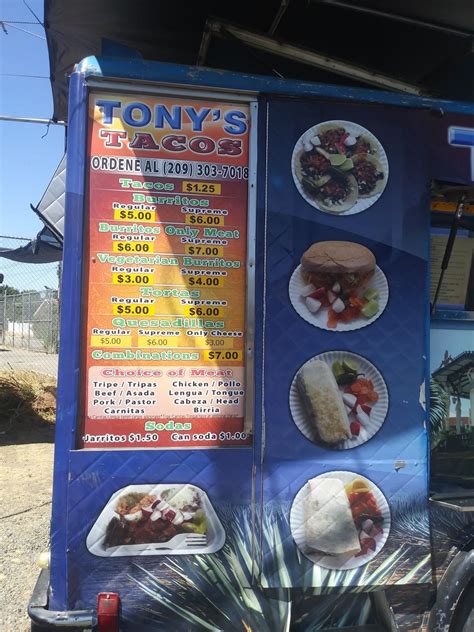 Menu at Tony's Tacos restaurant, Salida