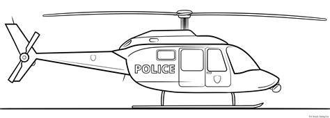 Police helicopter coloring pages – Line art illustrations