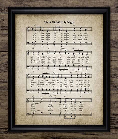 Silent Night Christmas Carol Art Vintage 1818 Christmas Carol - Etsy