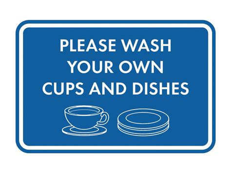 Classic Framed Please Wash Your Own Cups and Dishes Sign (Blue) - Large ...