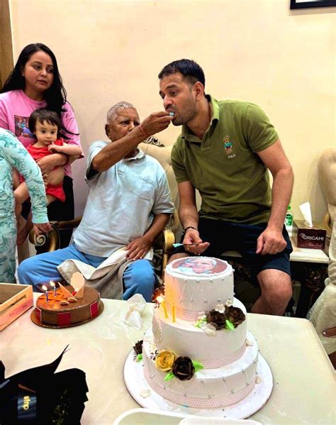 Rashtriya Janata Dal President Lalu Prasad Yadav celebrates his ...