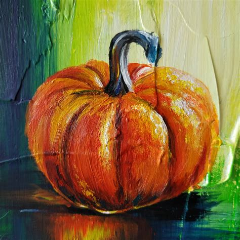 Pumpkin Painting Original Acrylic Halloween Pumpkin Art | Etsy