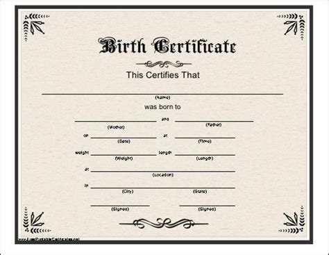 Birth Certificate Printable Certificate | Birth certificate template, Fake birth certificate ...