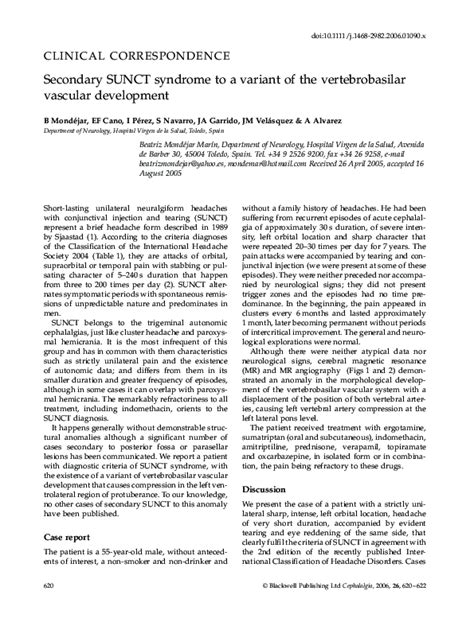 (PDF) Secondary SUNCT syndrome to a variant of the vertebrobasilar vascular development | John ...