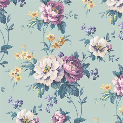 Vintage Floral Wallpaper 'cottage Garden' in Colour 'rose Beige ...