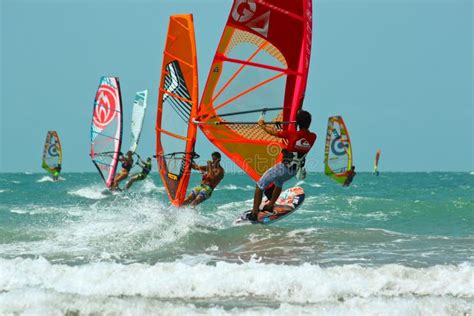 Windsurfing Competition - Sotavento Beach, Fuerteventura Editorial Stock Photo - Image of ...