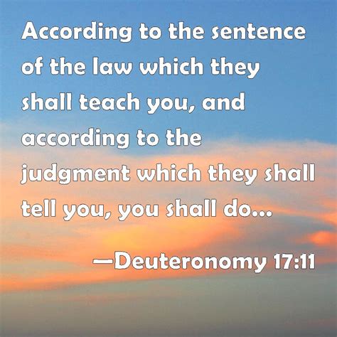 Deuteronomy 17:11 According to the sentence of the law which they shall ...