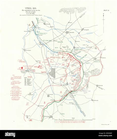 Battle of Ypres. Situation at night on 4th May 1915. First World War. 1928 map Stock Photo - Alamy