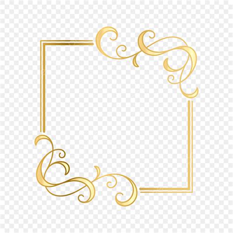 Gold Square Border Vector Hd Images, Classic Square Gold Swirl Frame Border Element, Square ...