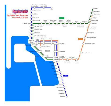 San Diego Train Route map