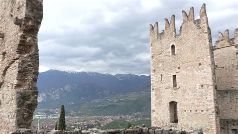 Ruins Of An Old Castle, Castello D'Arco, Trento, Italy Stock Footage ...