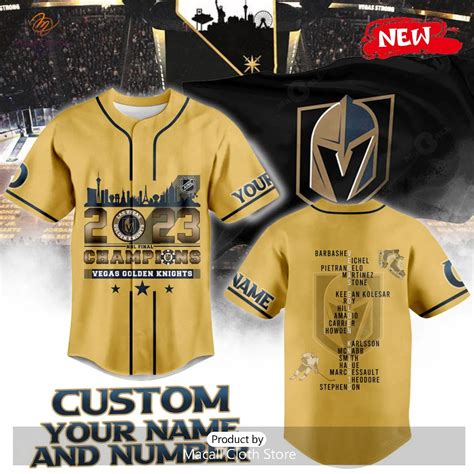 Vegas Golden Knights Stanley Cup Champions 2023 Gold Baseball Jersey ...