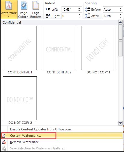 No option to custom watermark word doc 2017 - loptesh
