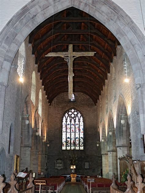 Photographs of Brecon Cathedral, Powys, Wales: Cross above the nave