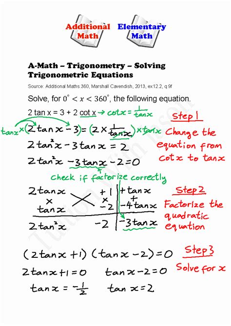 Solving Trigonometric Equations Worksheet