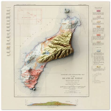 Buy Hawaii Island of Niihau Map Geology & Topography Map Online in India - Etsy