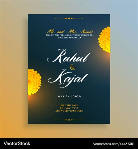 Indian wedding invitation card template design Vector Image