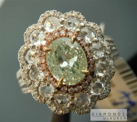 1.07ct Green I1 Oval Diamond Ring