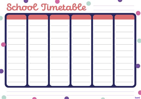 School Timetable | Dots Blank for Teachers | Perfect for grades 4th, 5th, 6th, 7th | Other ...