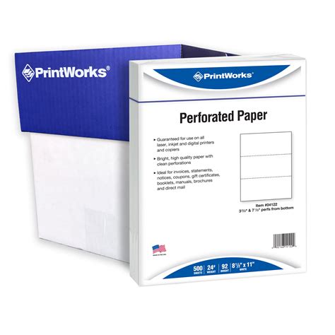 Printworks Perforated Paper, 8.5 x 11, 24 lb, 3.67" and 7.33" Perfs ...