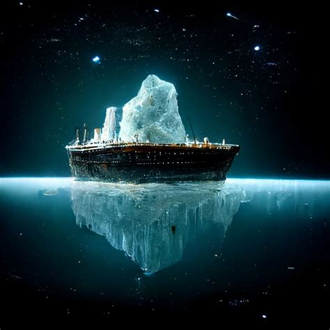 prompthunt: The Titanic sinking, hyper realistic, Swiss cheese iceberg ...