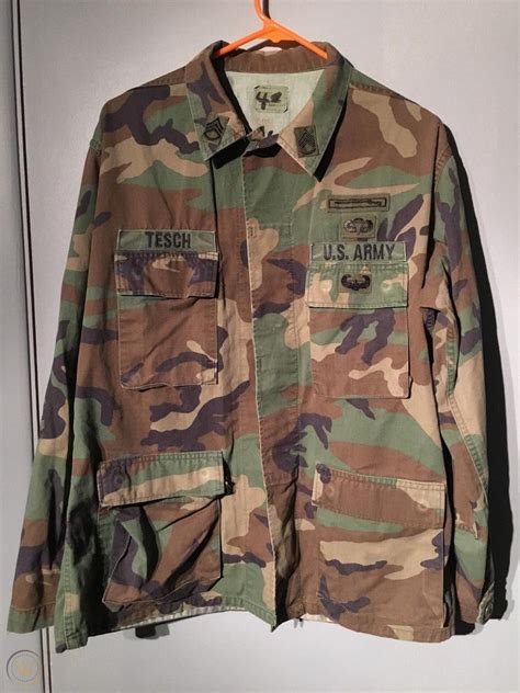 RARE! US ARMY RANGER BDU Woodland Camo Uniform Jacket M Staff Sergeant Infantry | #1819863434