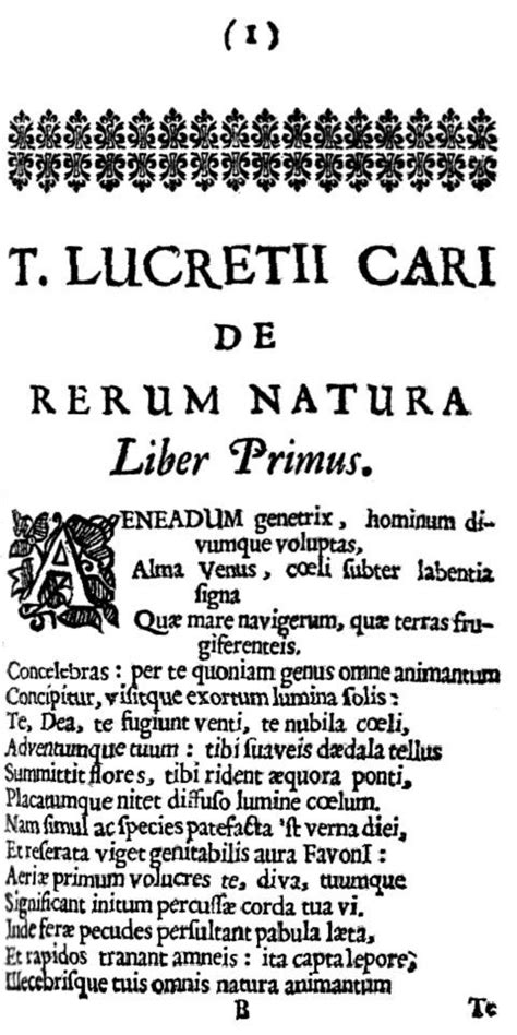 Lucretius De Rerum Natura 1675 page 1 - De rerum natura - Wikipedia, the free encyclopedia | My ...