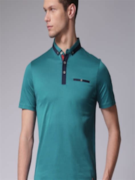 Buy True Blue Men Teal Solid Polo Pure Cotton T Shirt - Tshirts for Men 1465235 | Myntra