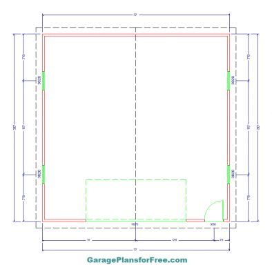 Www.GaragePlansforFree.com - 30 x 30 Garage Building Plan Designs/30x30' Garages Floor Plan ...