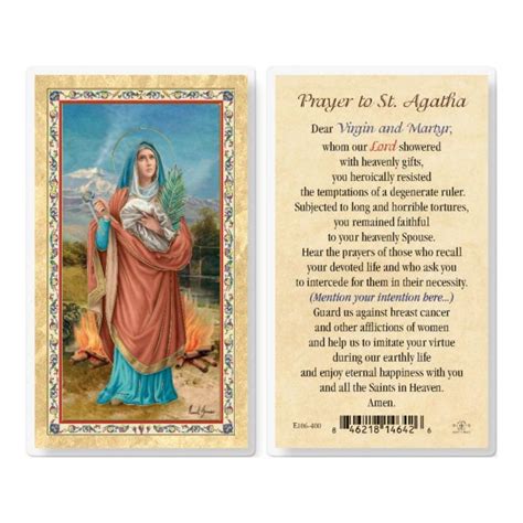 St Agatha Prayer Cards Hot Gold Stamped Laminated Set of 2 - Etsy