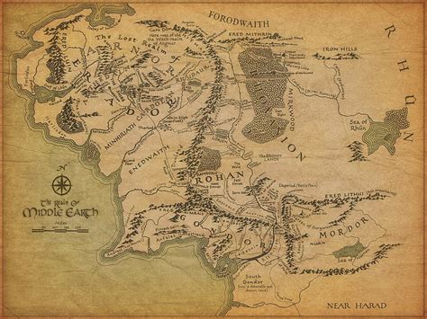 Online crop | HD wallpaper: Middle-earth, map, The Lord of the Rings ...