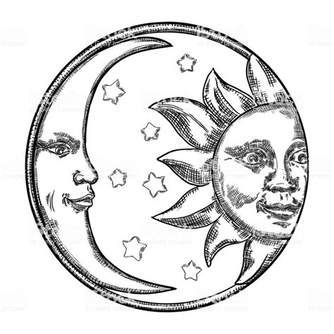 Simple Sun And Moon Drawing