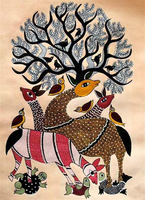 Gond tribal art | Etsy in 2020 | Tribal art, Gond painting, Indian folk art